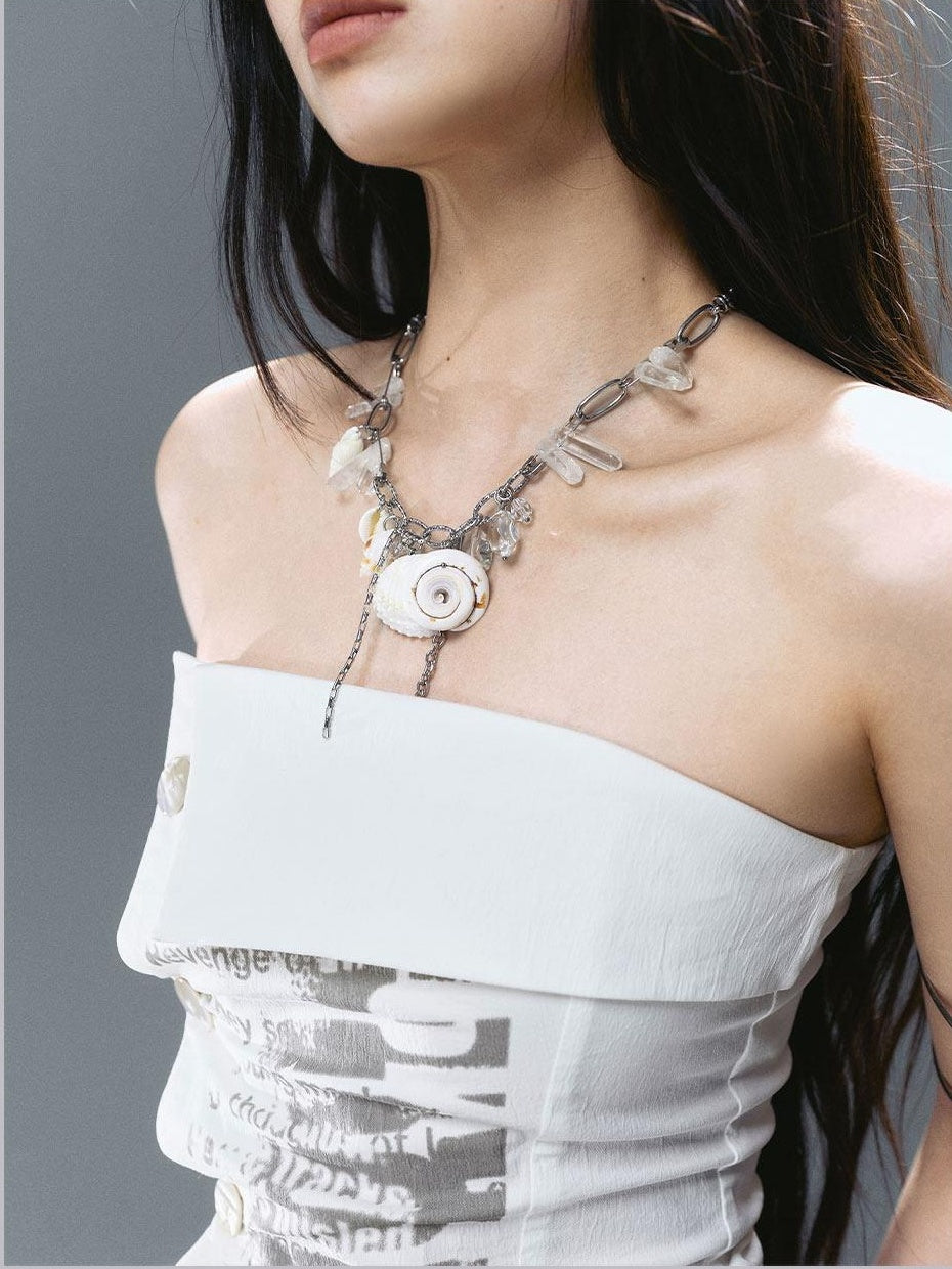 Cest Nous Sparkling Original Artificial Crystal Chain Women Silver Jewelry Necklaces