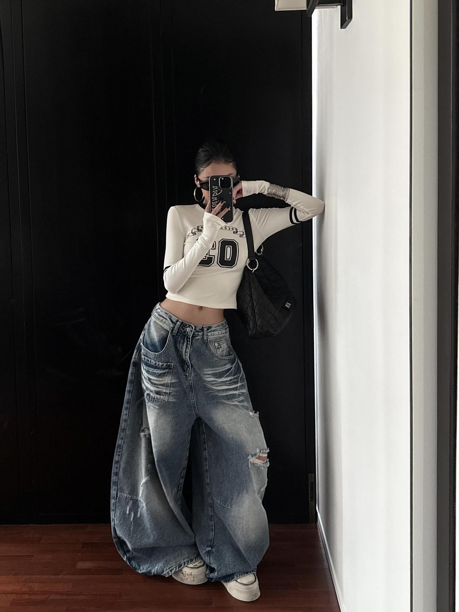 ZERO Viscose Knit Letter Print Casual Slim Fit Women Daily Long Sleeve Crop Tops