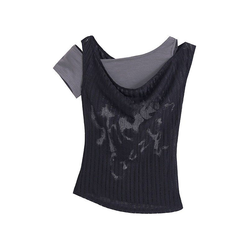 Cest_Nous_Bamboo_Cotton_Slim_Fit_Slant_Neck_Graffiti_Print_Women_Shortsleevet-Shirts_MISSTT