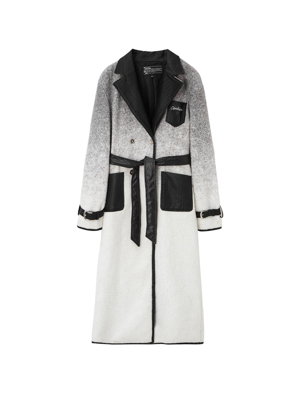 OfAkiva Gradient Belted Commuter Mid Length Single Breasted Women Polyester Long Coats