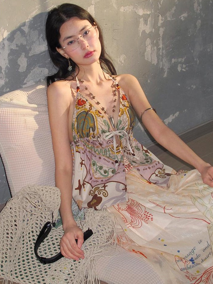 OfAkiva Dark Gothic Floral Embroidered Lantern Natural Waist Casual Women Wide Leg Pants