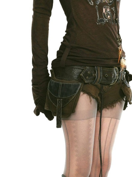 OPEN AESTHETIC Studded Leather Patch Creative Letter Print Slim Fit Women Long Sleeve T-Shirts
