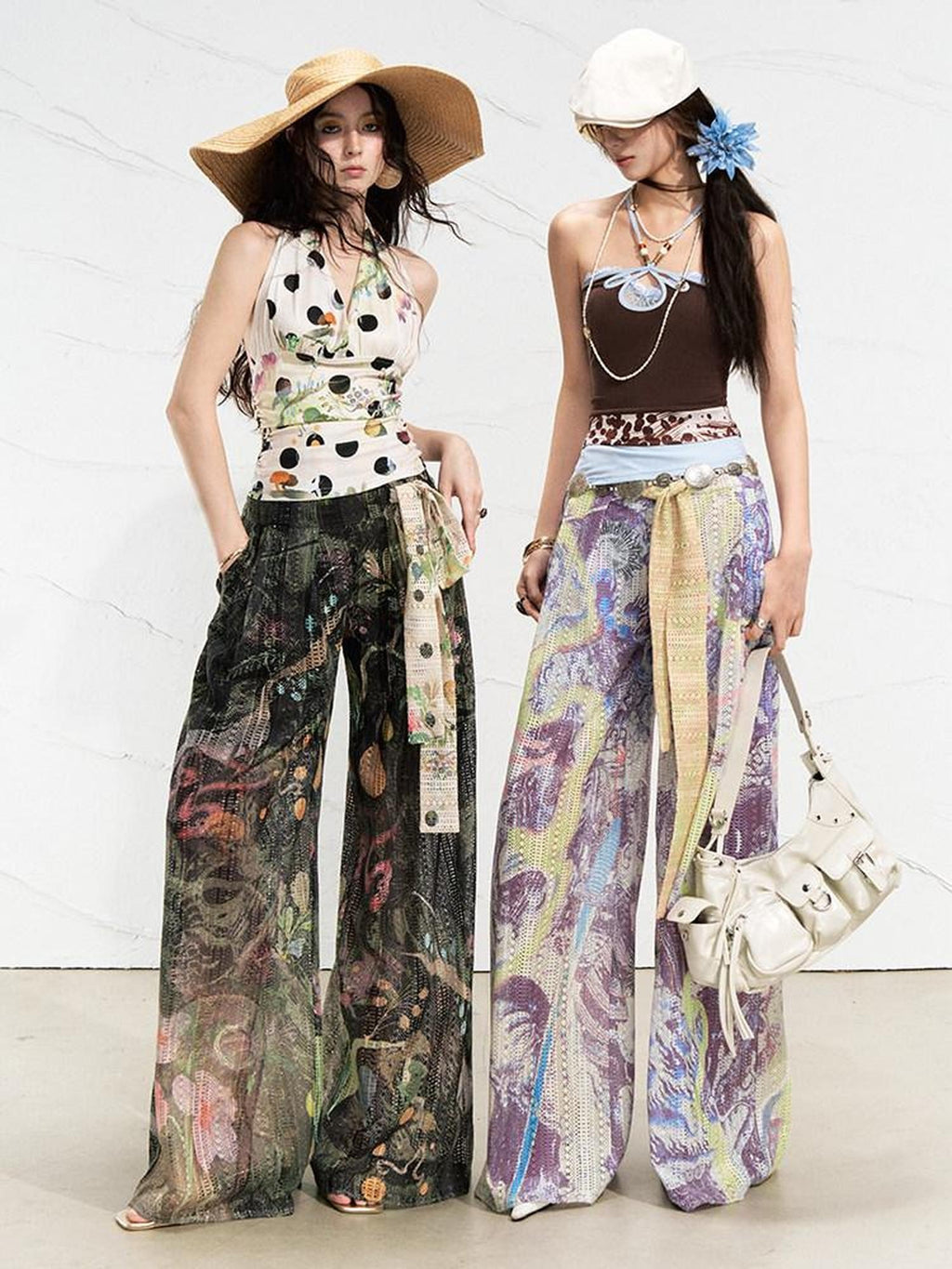 OfAkiva High Waist Cutout Casual Loose Pockets Zip Fly Women Forest Green Wide Leg Pants