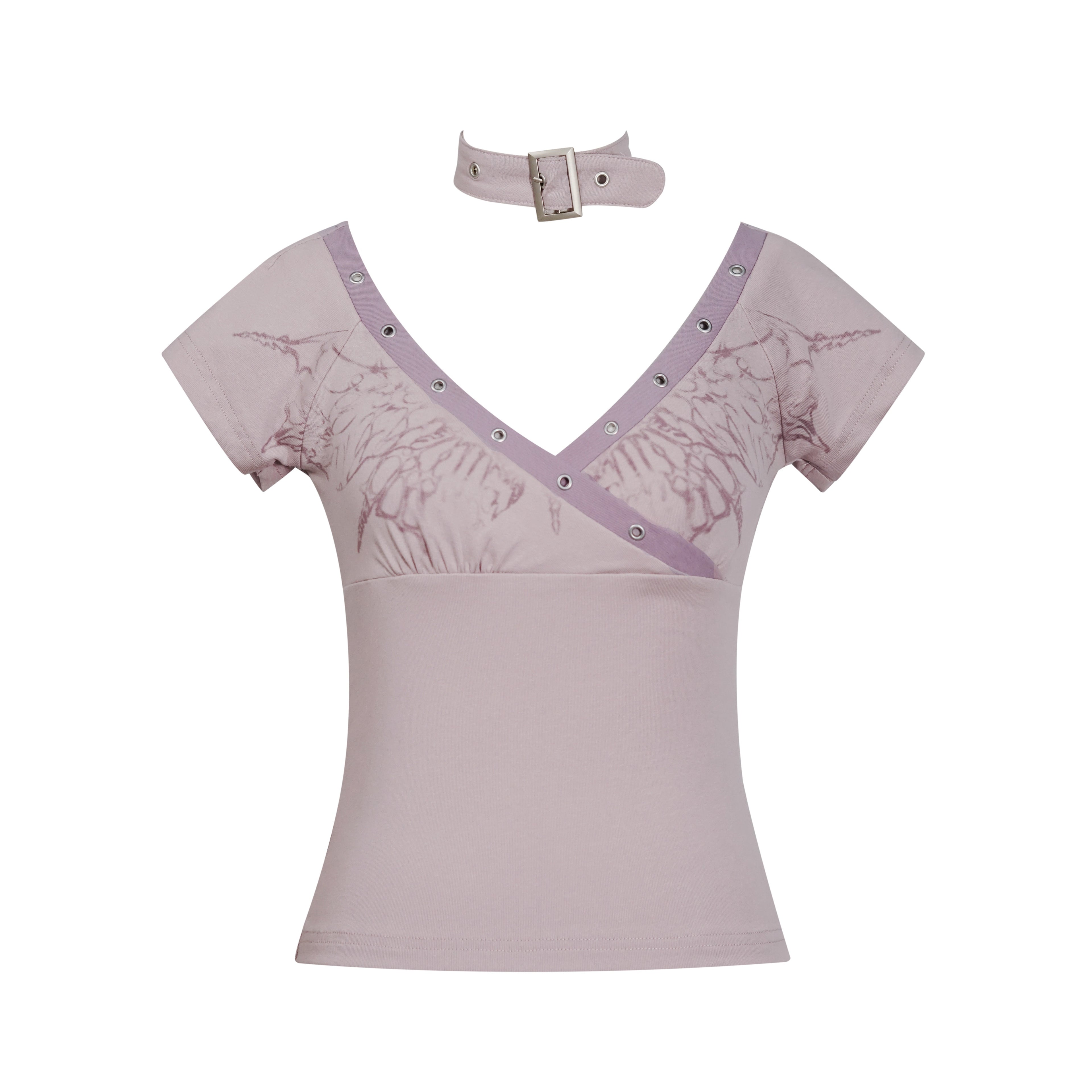 Cest_Nous_Cotton_Stretch_Slim_Fit_V-neck_Cropped_Punk_Graffiti_Women_Shortsleevet-Shirts_MISSTT