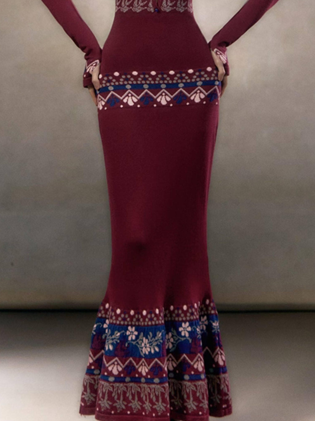 OfAkiva Elegant High Waist Knit Two Piece Mermaid Slim Long Sleeve Women Maxi Dresses