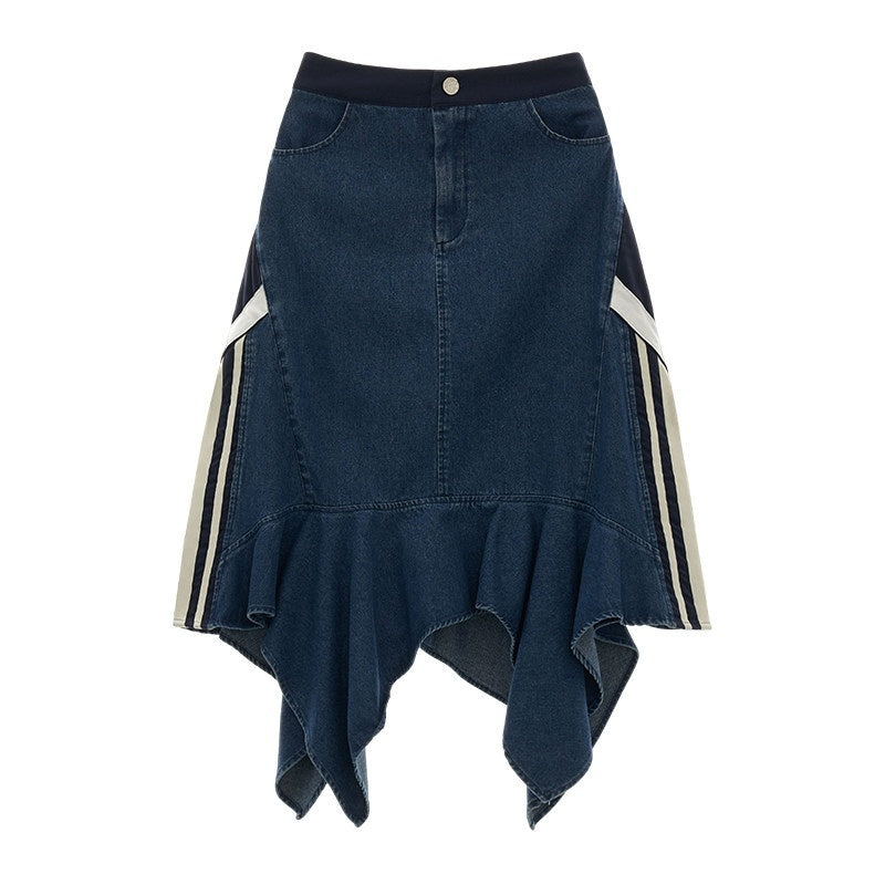 MAMC_Soft_Cotton_Blend_Asymmetric_Mid_Waist_Office_Minimalist_Blue_Midi_Skirts_MISSTT