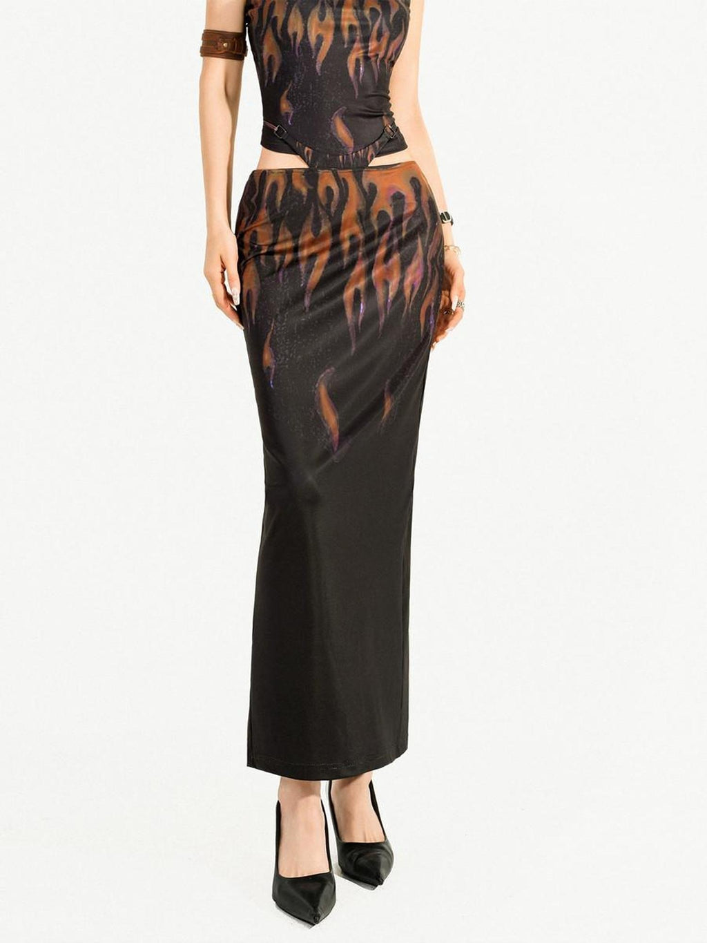 Nico Molly Polyester Pullover Cropped Top High Waist Multicolor Two Piece Top & Skirt Sets