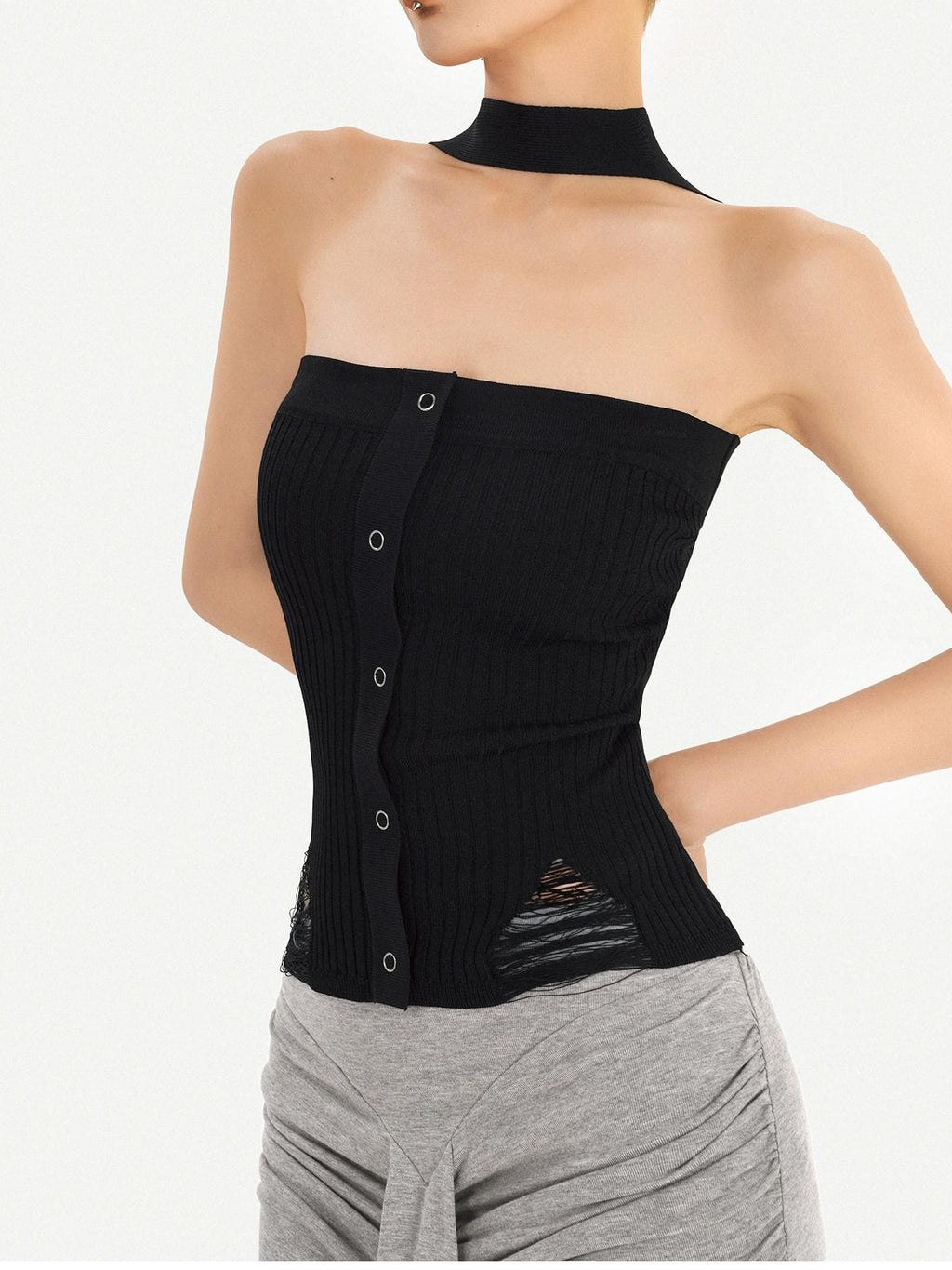 Nico Molly Sleek Slim Fit Street Style Solid Black One Size Youth Crop Tube Tops