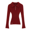 MAMC_Minimalist_Office_Slim_Fit_Polo_Collar_Button_Long_Sleeve_Women_Purple_Knitwear_MISSTT
