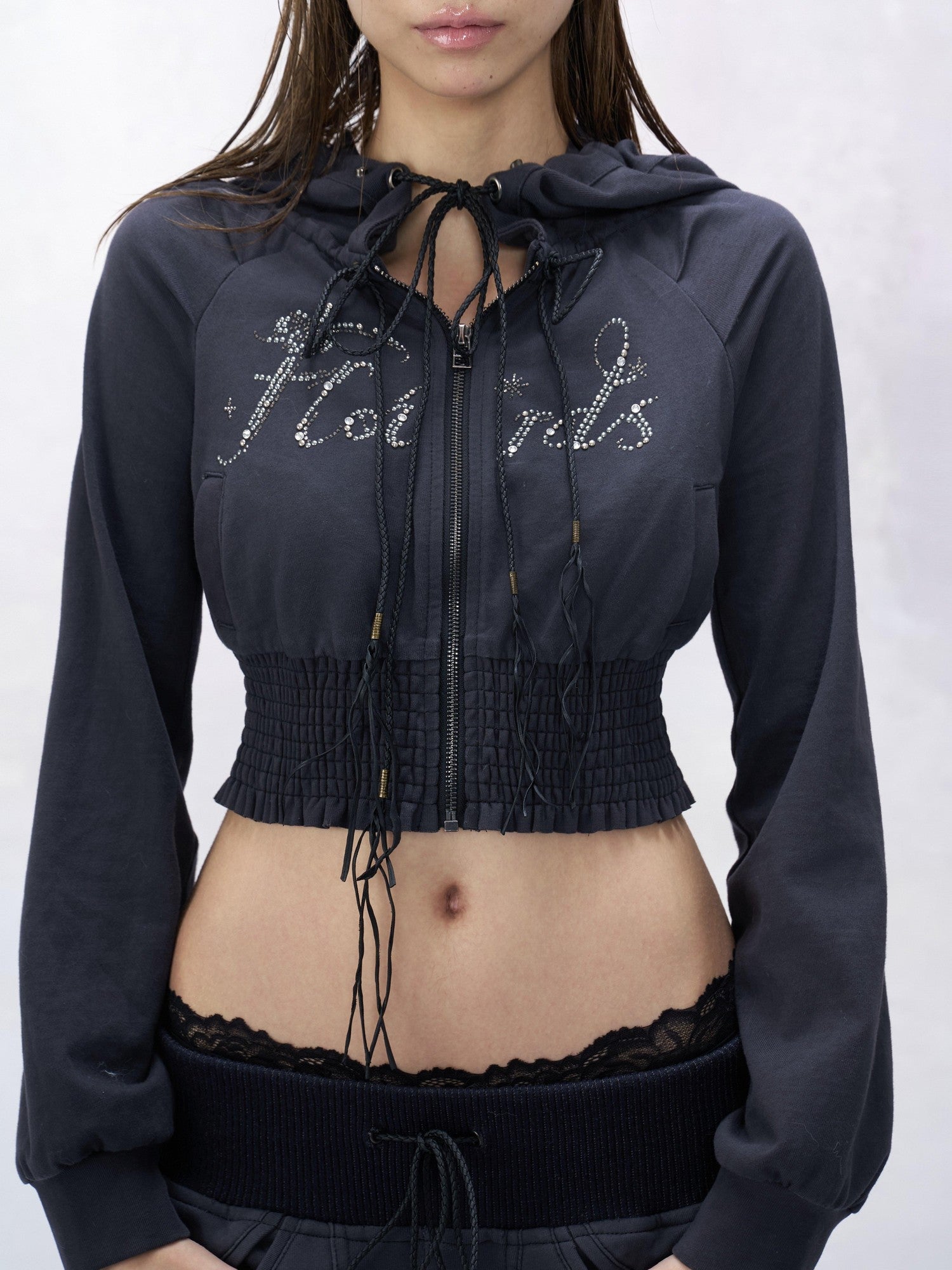 Flowers birds Market Soft Cotton Slim Fit Cropped Zip Up Hooded Streetwear Women Blue Purple Hoodies