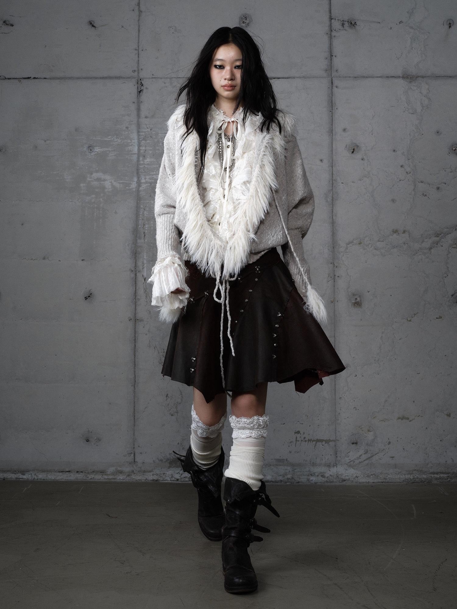 NO ROMANCE Vintage Shibuya Knitted Batwing Sleeve Hooded Women'S Knit Hoodies