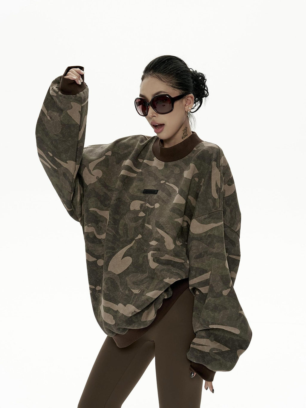 ZERO Cozy Cotton Fleece Option Street Style Oversized Crew Neck Women Sweatshirt