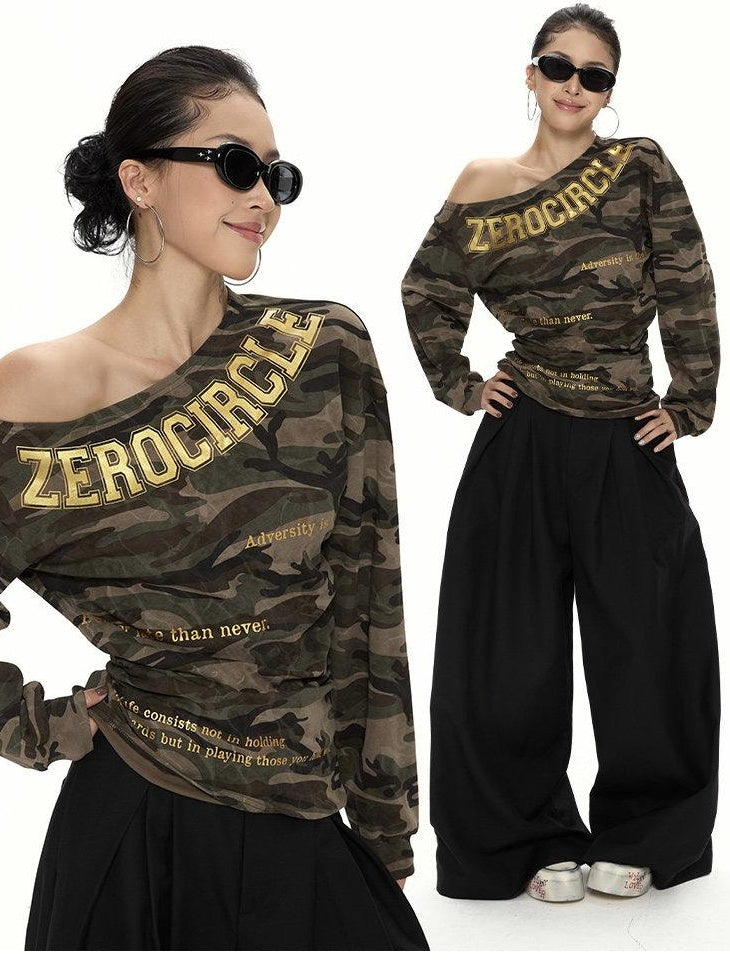 ZERO Viscose Printed Casual Loose Fit Asymmetric Neck Midlength Short Sleeve T-Shirts