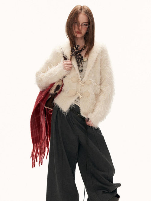 MAMC Acrylic Wool Blend Relaxed Lapel Collar Women Commuter Open Knit Cardigans