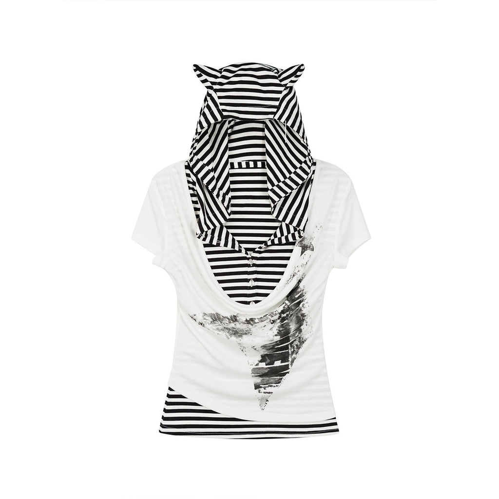 Cest_Nous_Lightweight_Lyocell_Slim_Fit_Short_Sleeve_Striped_Letter_Women_White_Hoodie_MISSTT