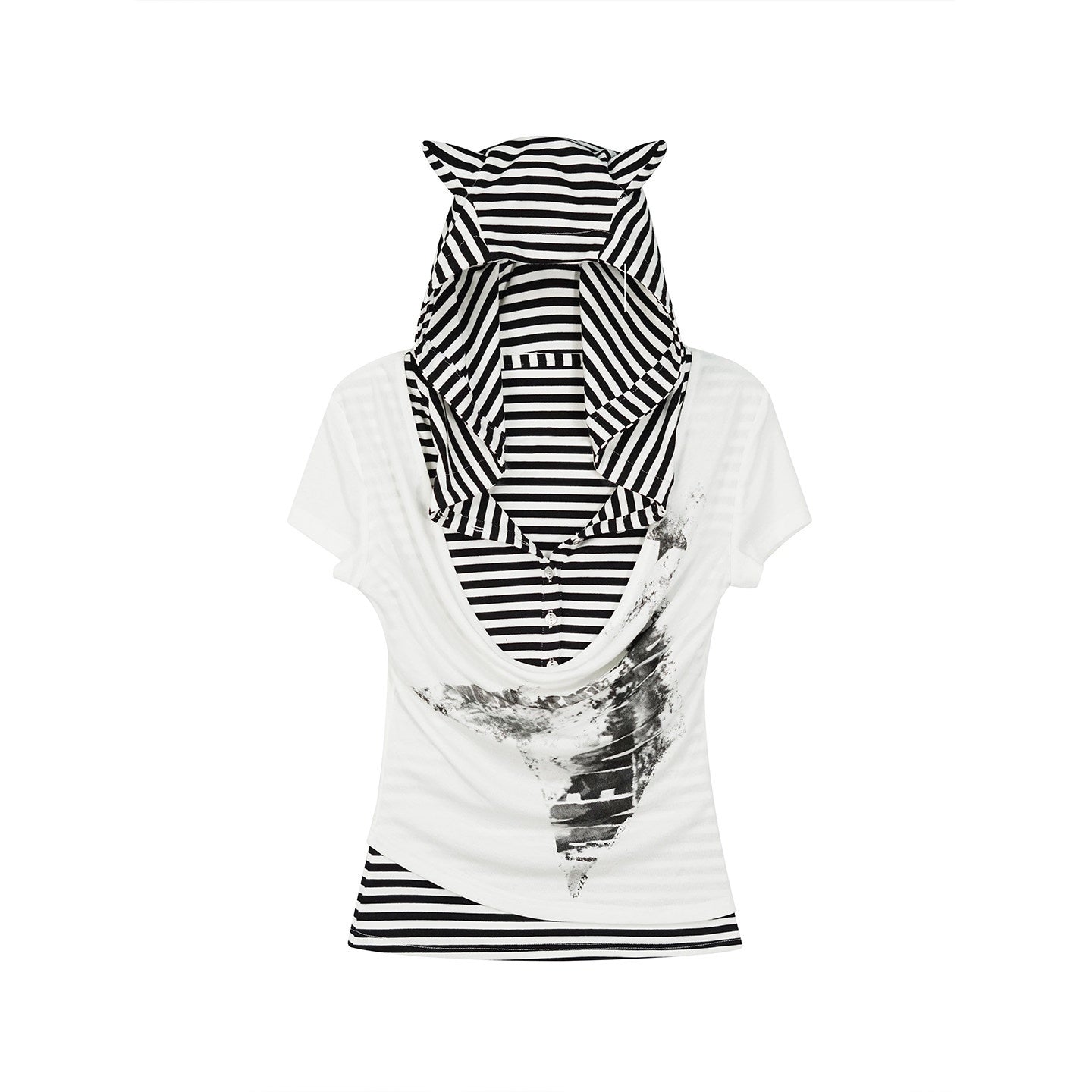 Cest_Nous_Lightweight_Lyocell_Slim_Fit_Short_Sleeve_Striped_Letter_Women_White_Hoodie_MISSTT