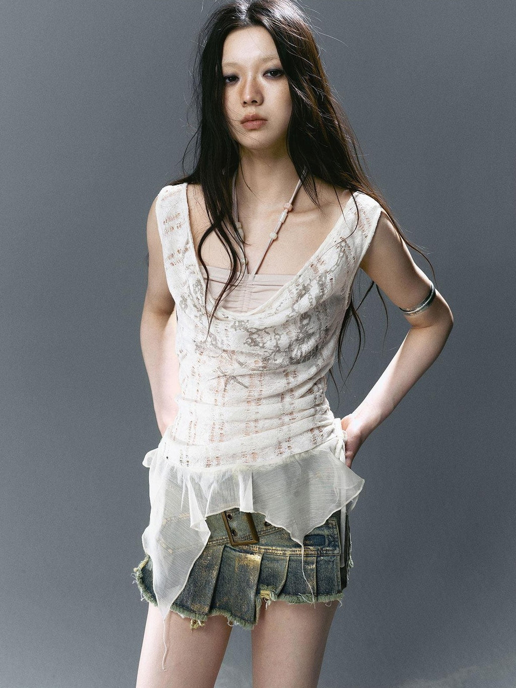 Cest Nous Asymmetrical Patchwork Chiffon Strappy Slim Fit Street Printed Minidresses