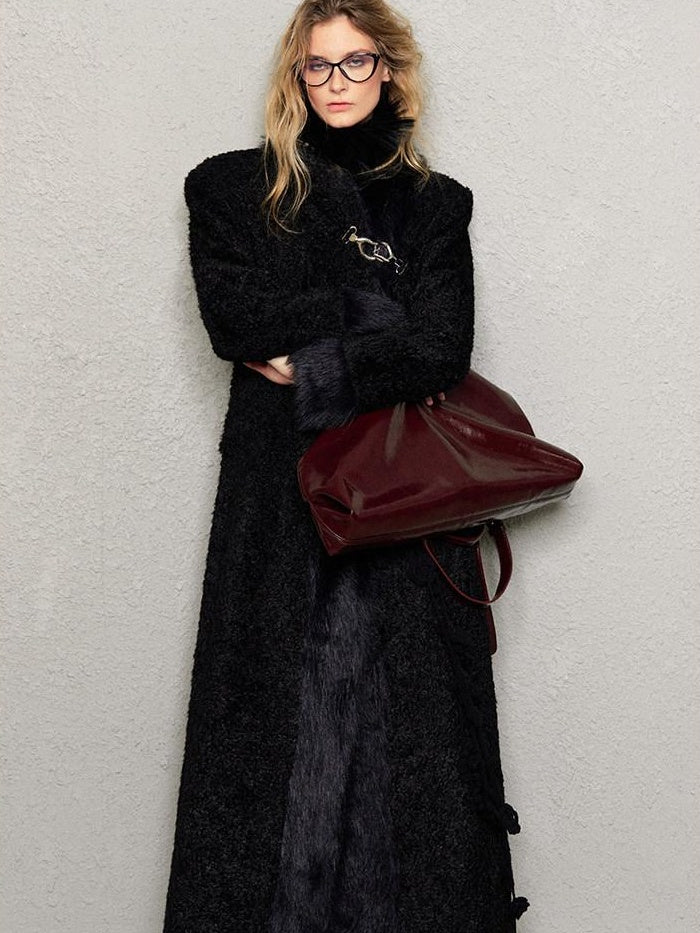 OfAkiva Warm Thick Wool Oversized Commuter Blazer Pocket Women Long Coats
