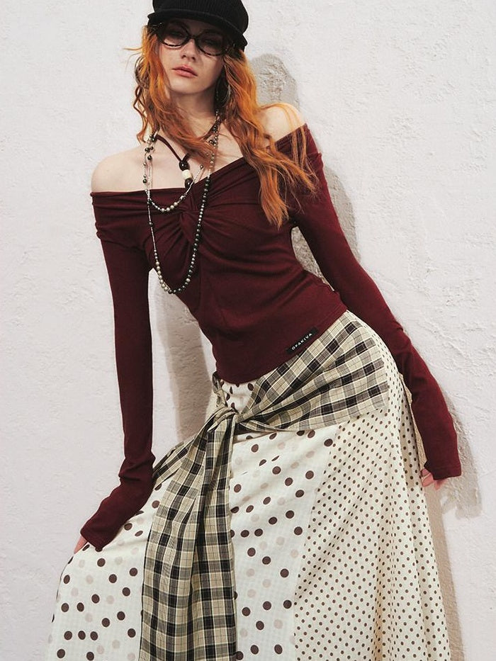 OfAkiva Romantic Tie Front Slim Fit High Waist Women Long Sleeve T-Shirts