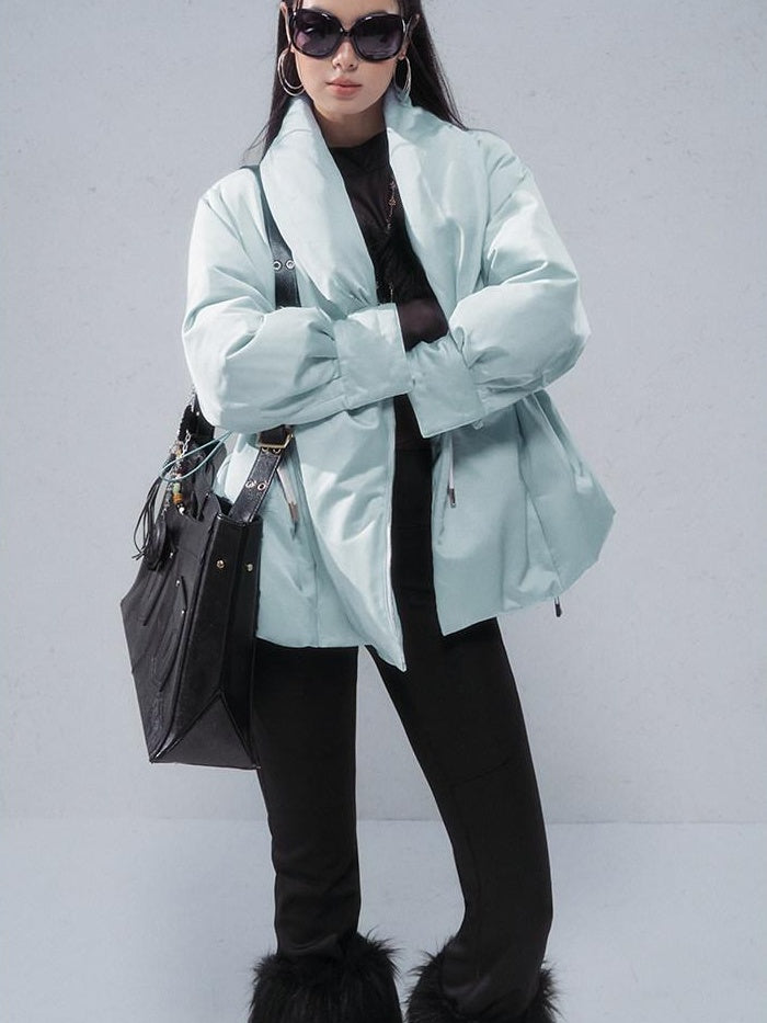 OfAkiva 90 Percent White Duck Down Slim High Waist Cropped Women Warm Down Jackets