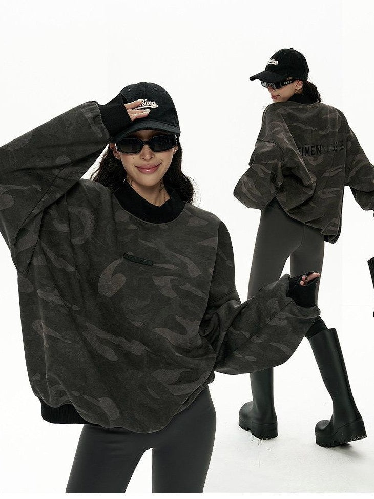 ZERO Cozy Cotton Fleece Option Street Style Oversized Crew Neck Women Sweatshirt