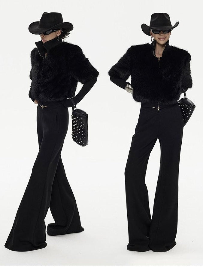 ZERO Woven Polyester Short Street Style Standard Fit Women Everyday Black Cardigans