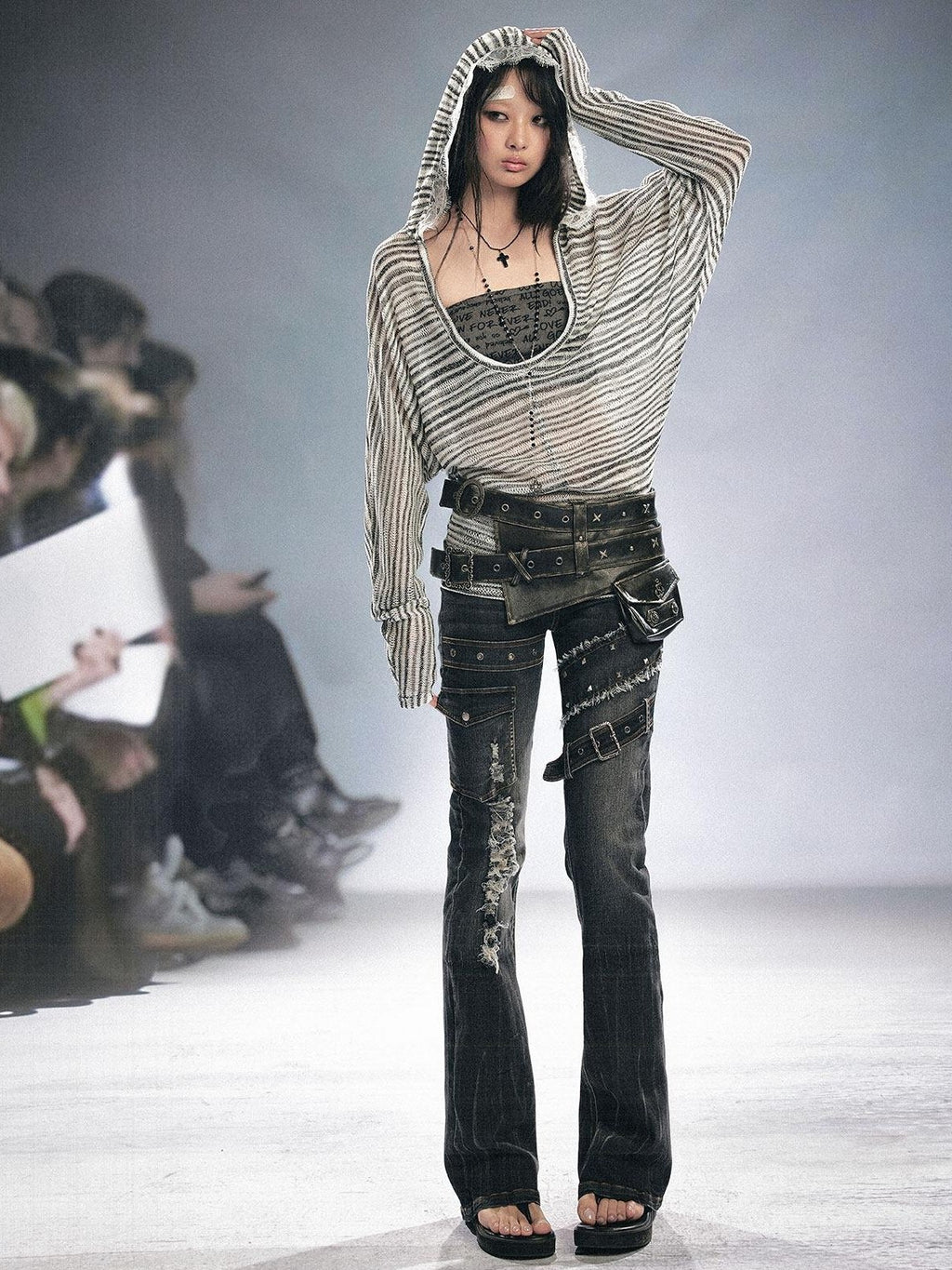 Cest Nous Double Strap High Waist Distressed Slim Fit Women Pu Leather Belts