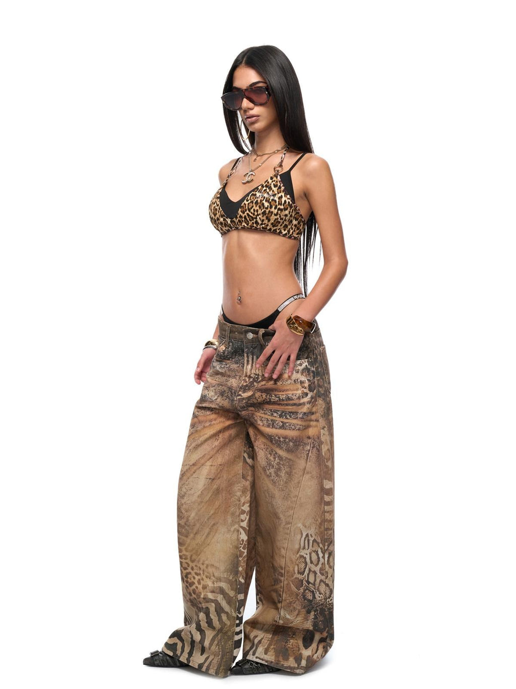 JYOSEI Removable Chest Pads No Underwire Triangle Bikini Women Leopard Print Camisoles