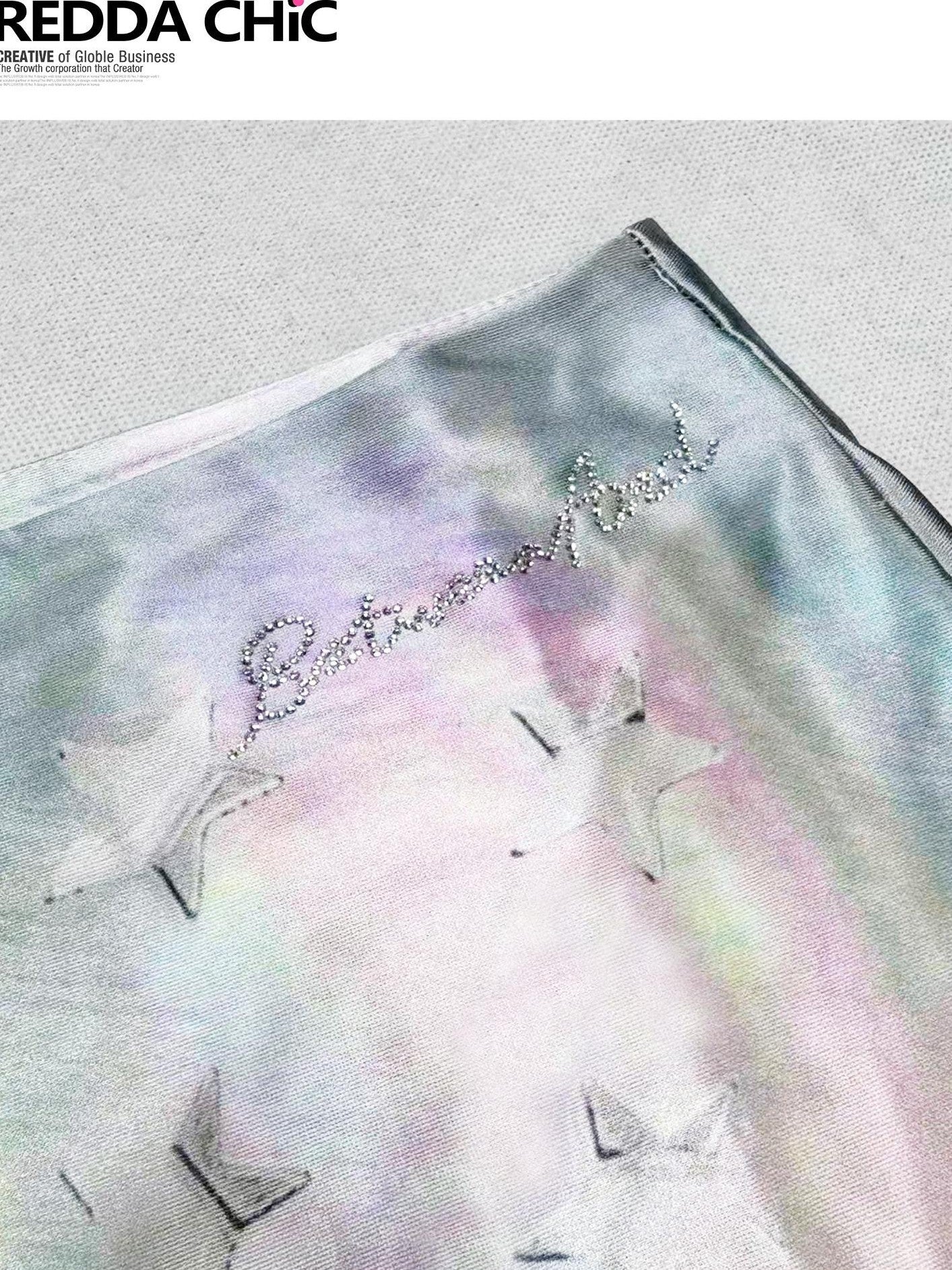 REDDACHIC Y2K Dreamy Gradient Printed A Line Bodycon Women'S Triacetate Mini Skirts