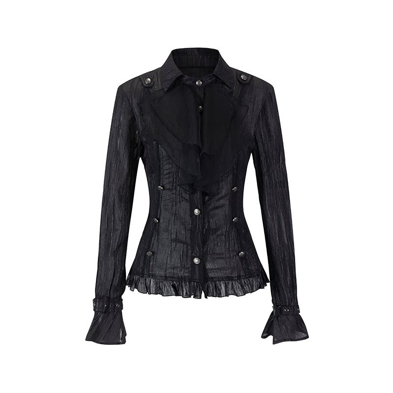 Cest_Nous_Gothic_Ruffle_Slim_Fit_Modal_Long_Sleeve_Women_Black_Beige_Blouses_MISSTT