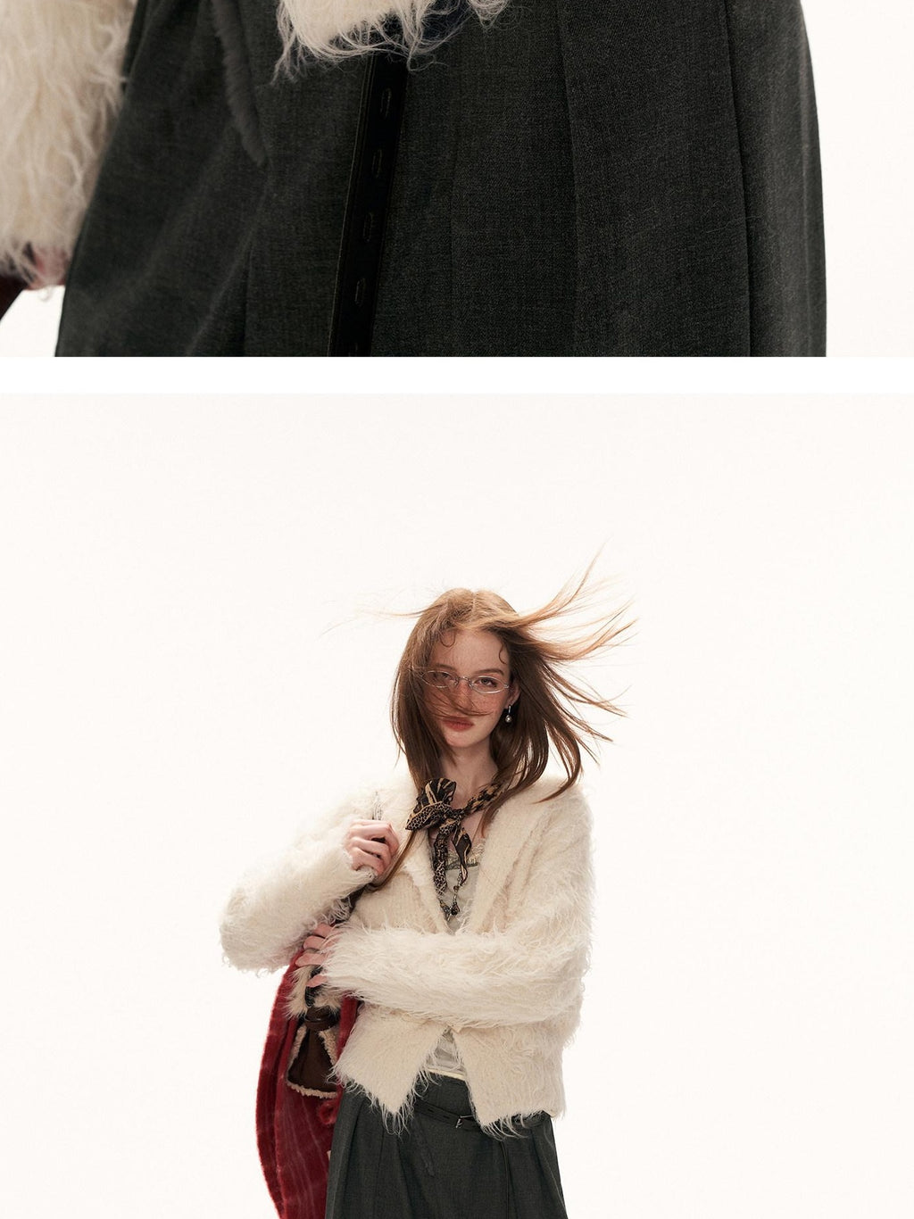 MAMC Acrylic Wool Blend Relaxed Lapel Collar Women Commuter Open Knit Cardigans