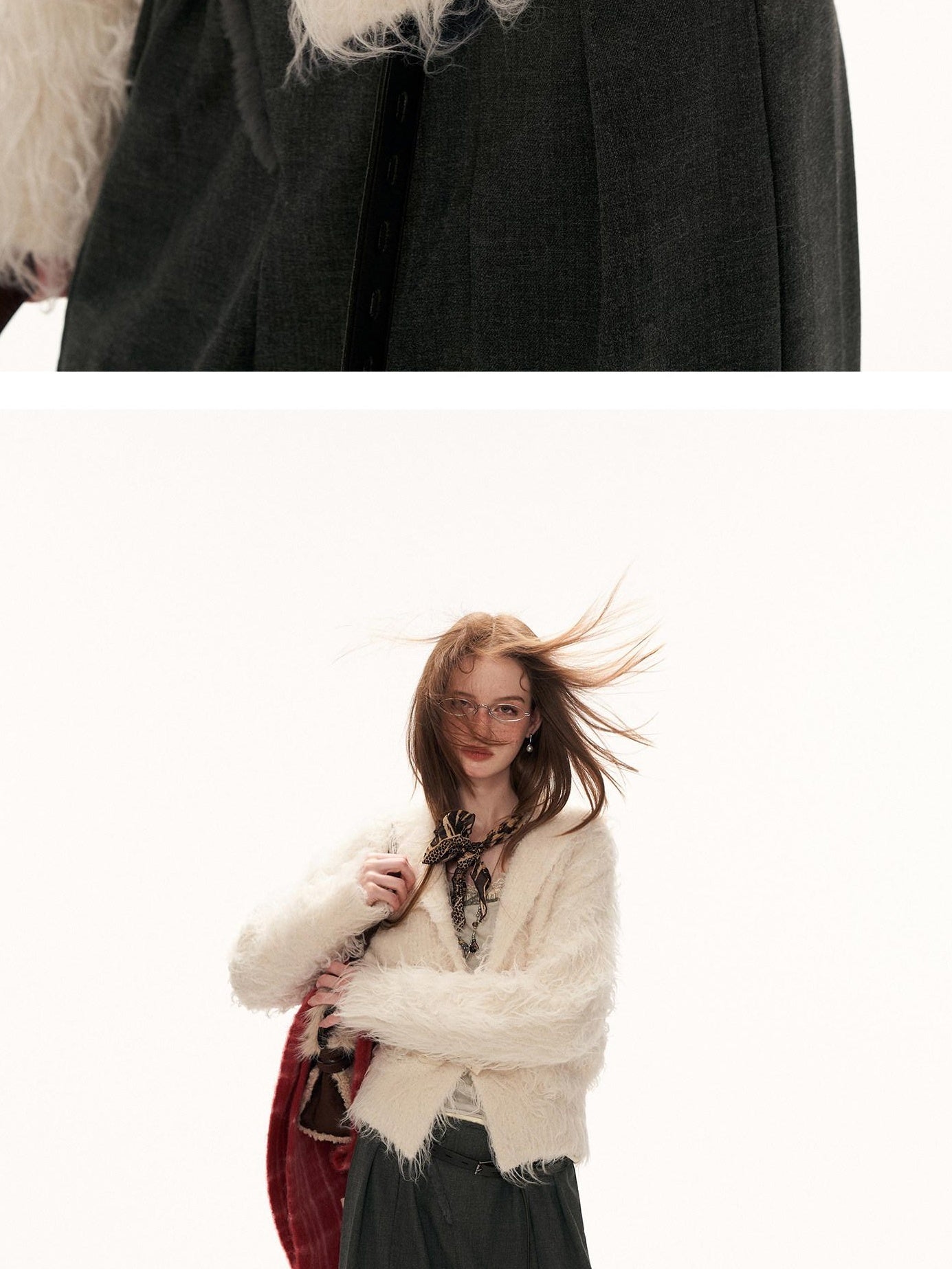 MAMC Acrylic Wool Blend Relaxed Lapel Collar Women Commuter Open Knit Cardigans