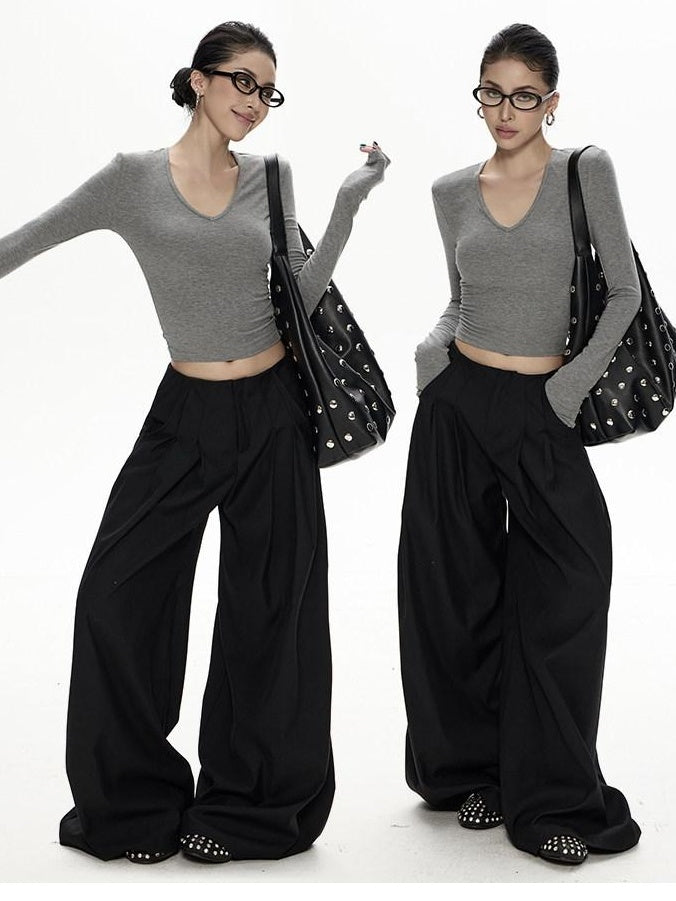 ZERO Soft Viscose Knit Slim Fit Casual Cropped Women Long Sleeve T-Shirts