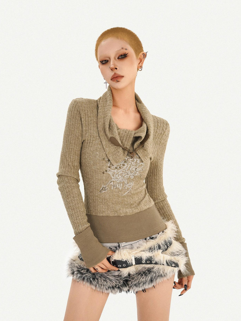 Nico Molly Distressed Low Rise Street Style Button Fly Gray Women Denim Shorts