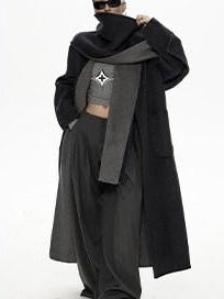 ZERO Wool Shawl Collar Longline Loose Fit Commuter Coat Young Adult Wool Coats