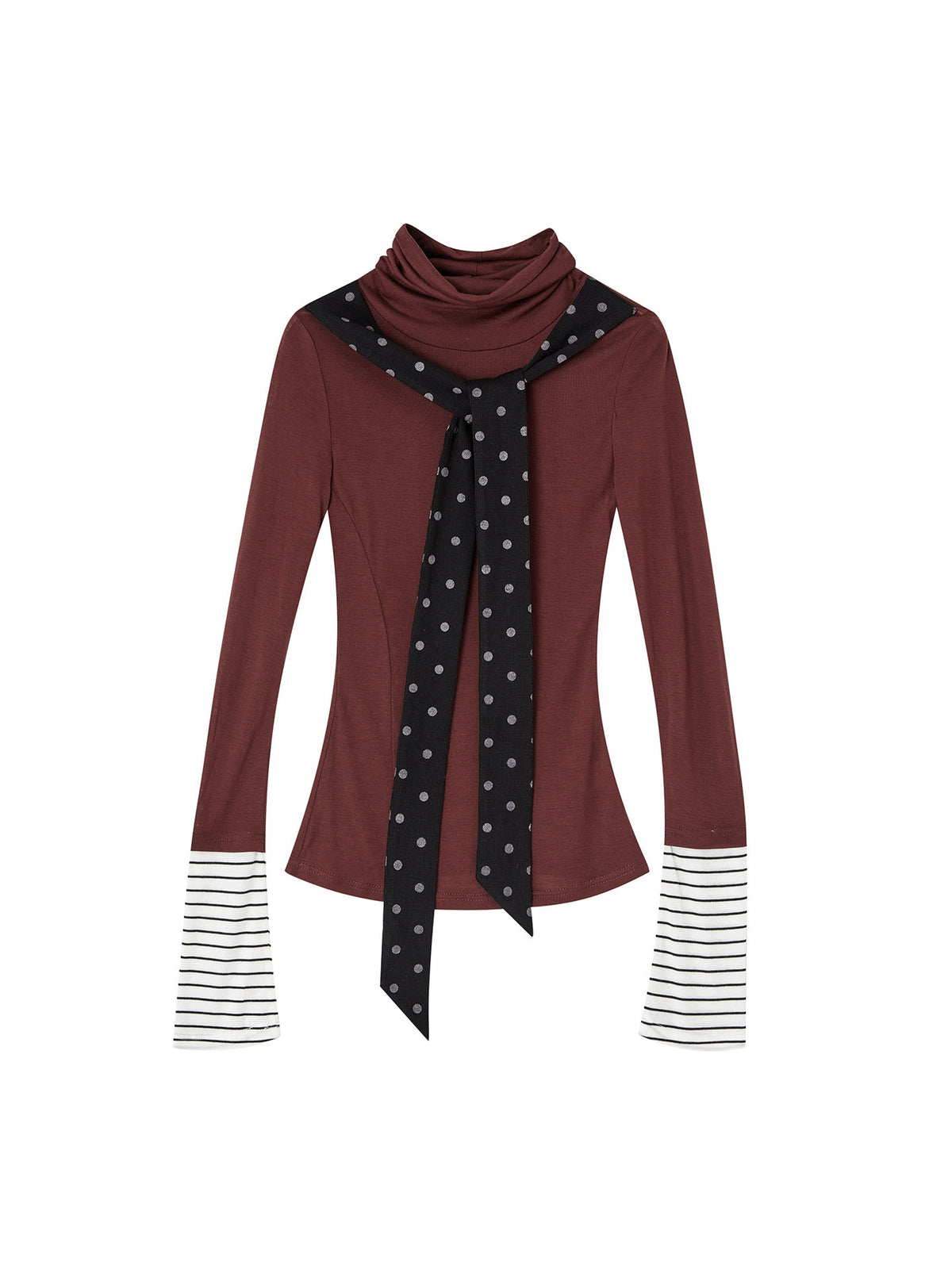 OfAkiva_Slim_Fit_Ribbon_Tie_Mock_Neck_Women_Casual_Pullover_Long_Sleeve_T-Shirts_MISSTT