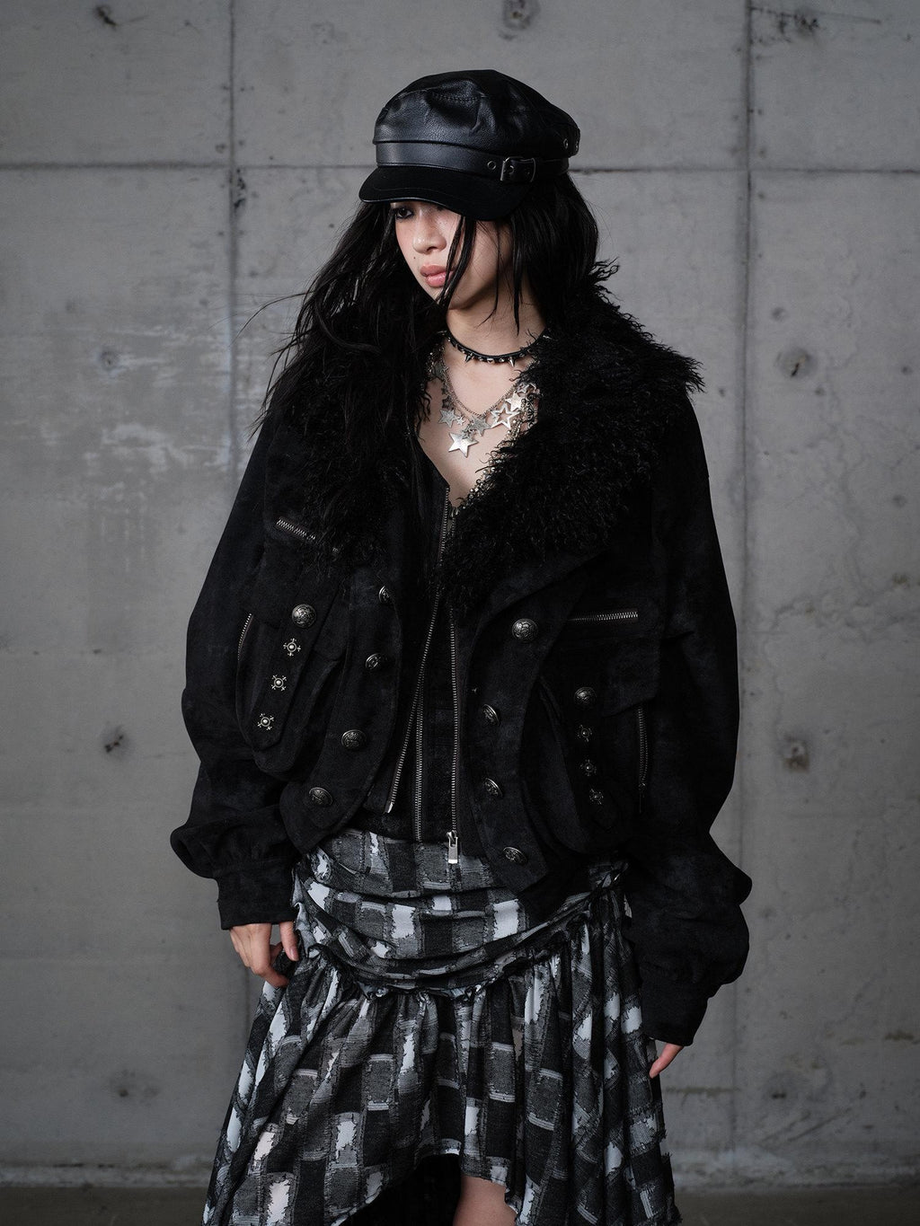 NO ROMANCE Dark Punk Court Knight Heavywork Functional Layered Women'S Suede Utility Jackets