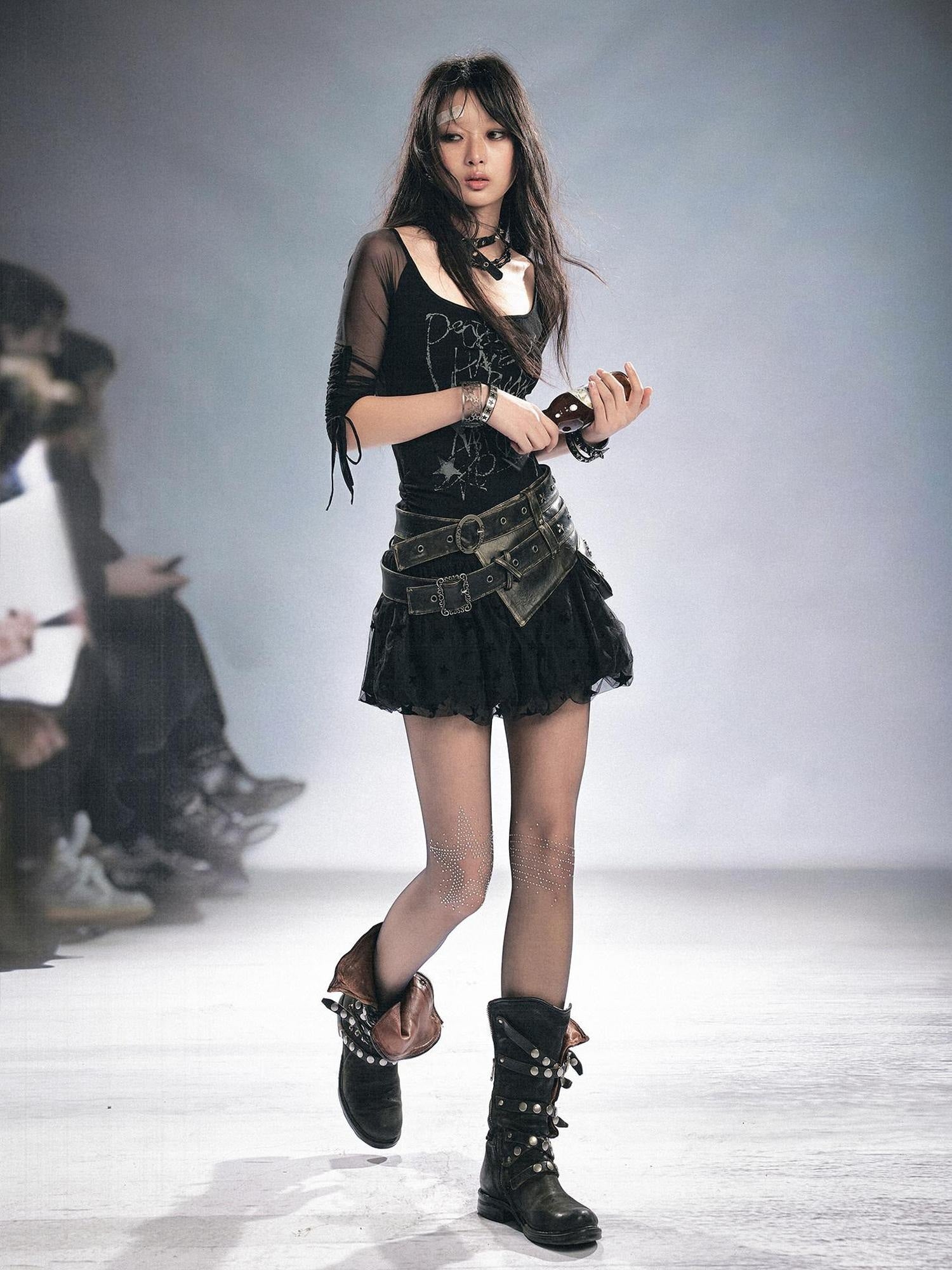 Cest Nous Double Strap High Waist Distressed Slim Fit Women Pu Leather Belts