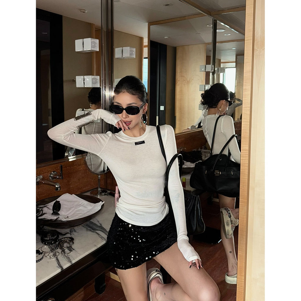 ZERO_Breathable_Lyocell_Slim_Fit_Casual_Crewneck_Women_Long_Sleeve_T-Shirts_MISSTT