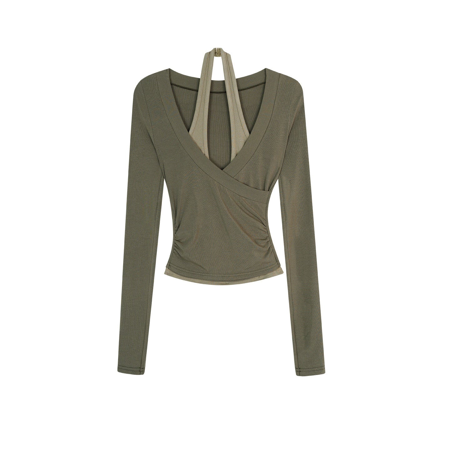 ZERO_Faux_Two_Piece_Slim_Korean_U_Neck_Cropped_Pullover_Women_Viscose_Knitwear_MISSTT