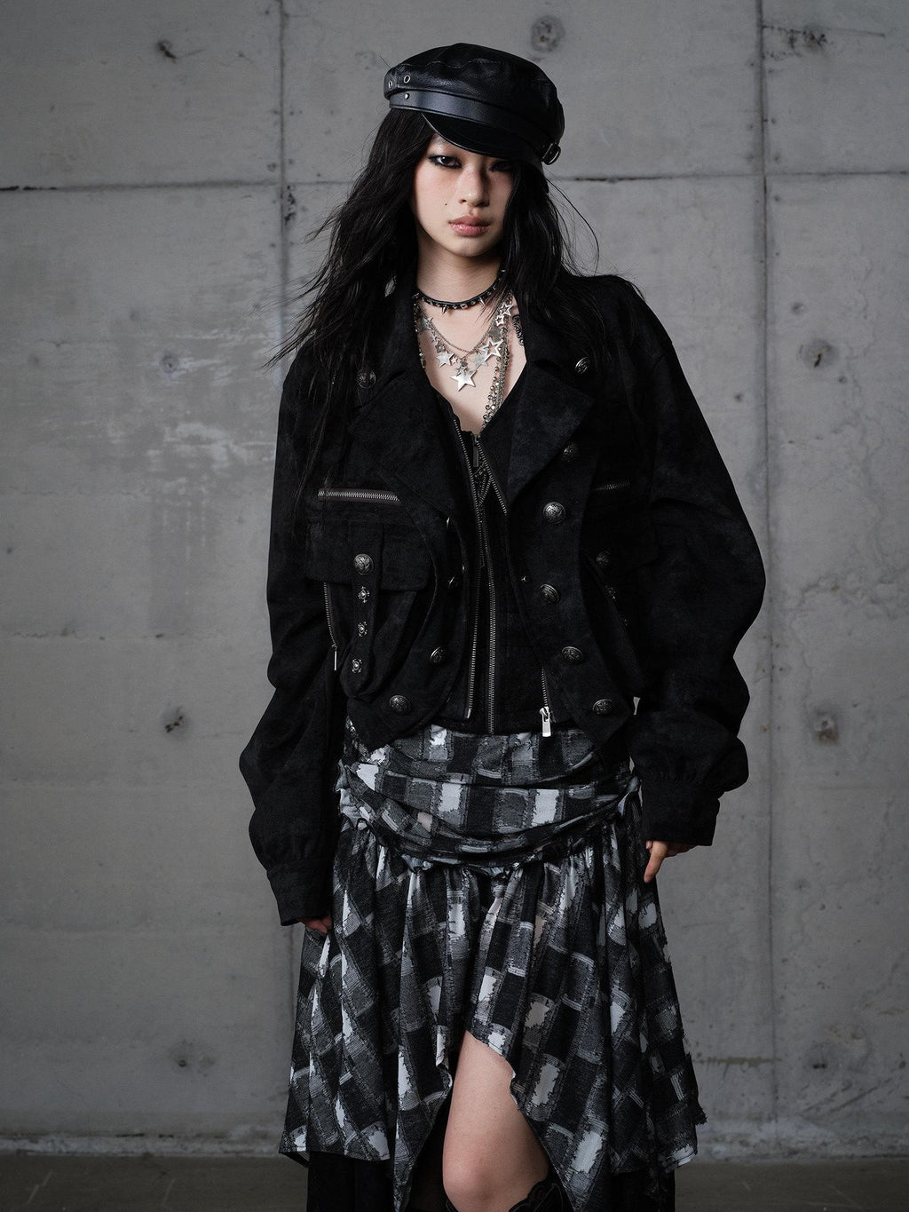 NO ROMANCE Dark Punk Court Knight Heavywork Functional Layered Women'S Suede Utility Jackets