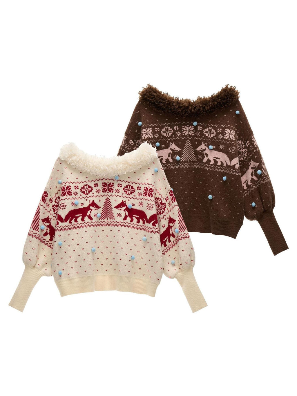 MAMC Cute Animal V-neck Loose Fit Commuter Pullover For Women Knitwear Sweaters