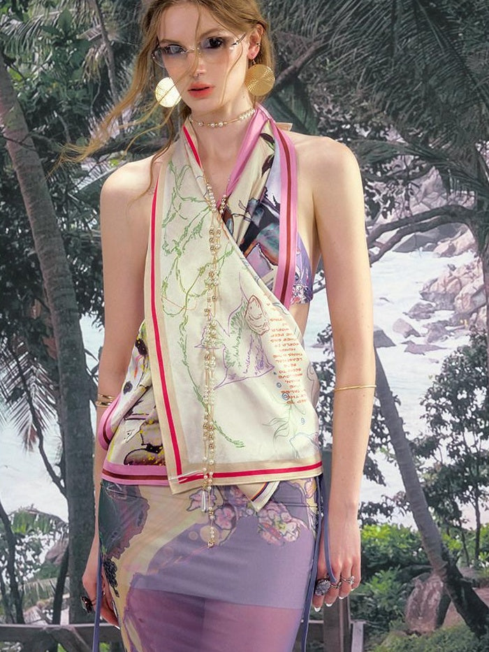 OfAkiva Lightweight Printed Slim Fit Short Small Square One Size Fashion Women Scarves