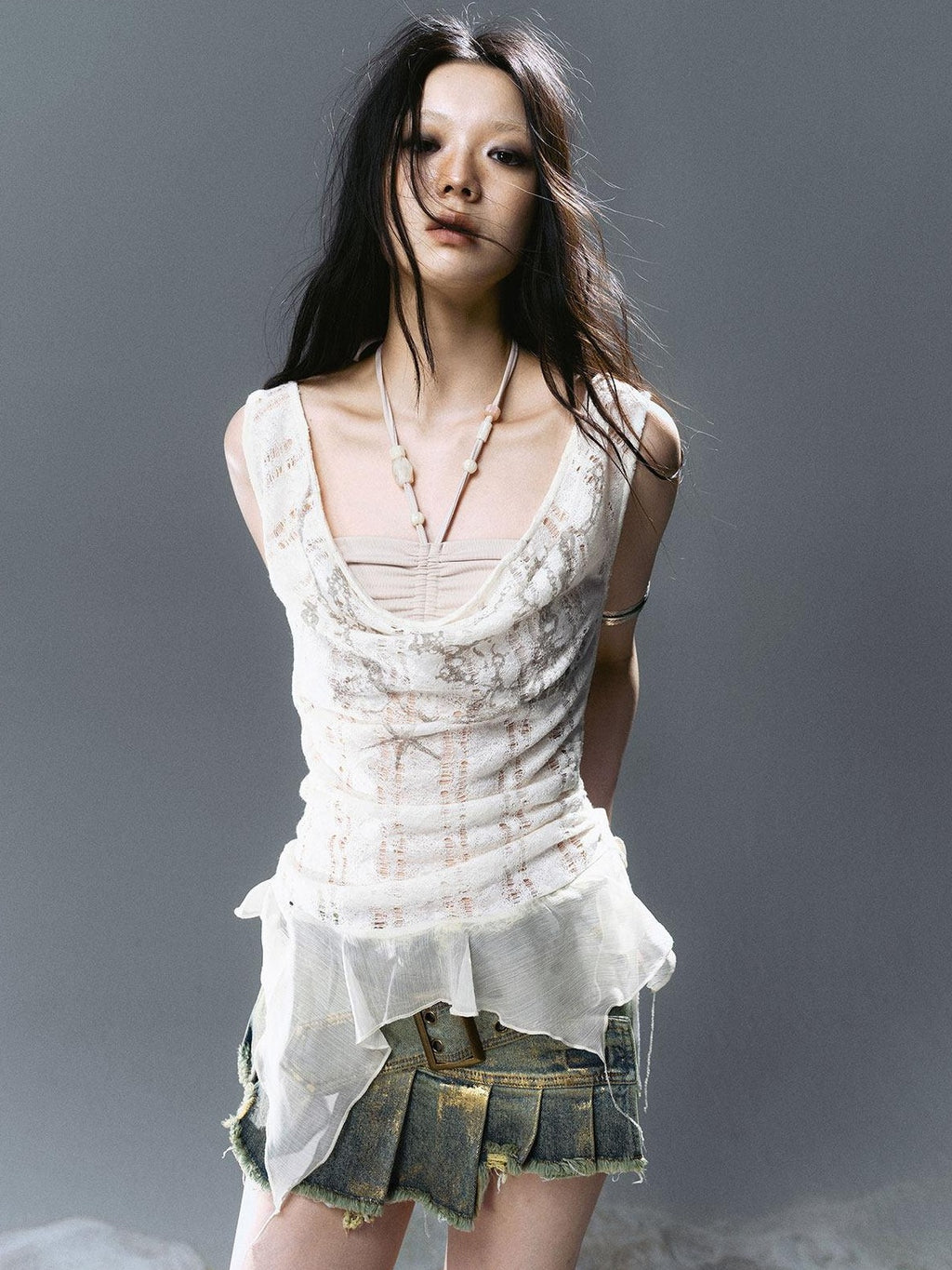 Cest Nous Asymmetrical Patchwork Chiffon Strappy Slim Fit Street Printed Minidresses