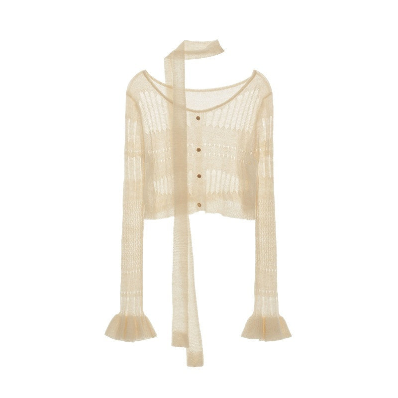 MAMC_Wool_Blend_Hollow_Knit_Casual_V-neck_Short_Button_Two_Piece_Women_Cardigans_MISSTT