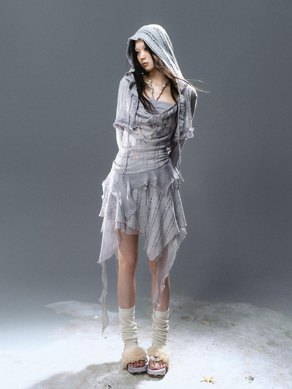 Cest Nous Asymmetrical Patchwork Chiffon Strappy Slim Fit Street Printed Minidresses