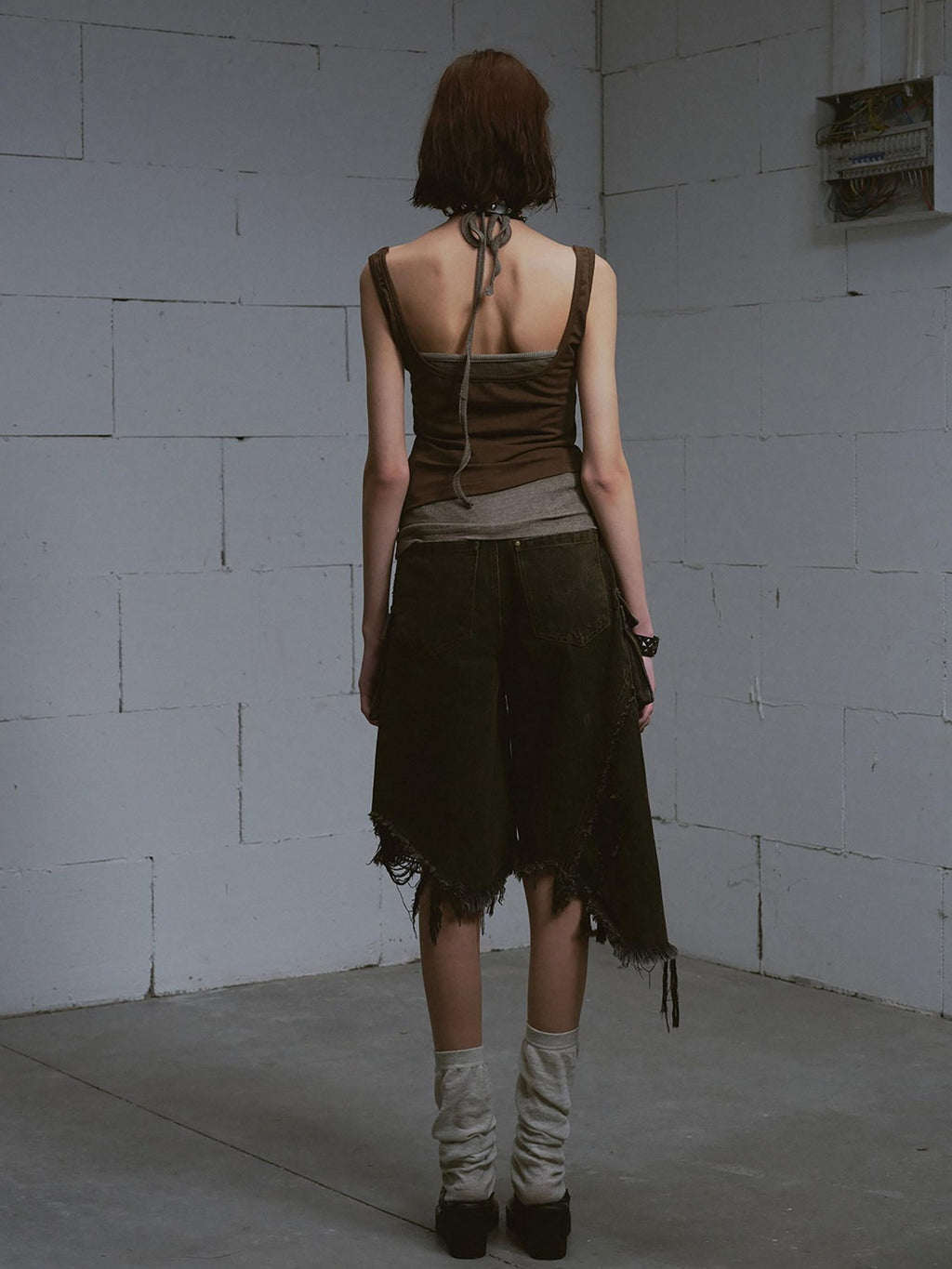 Cest Nous Ripped Patchwork Grunge High Waist Wide Leg Loose Cotton Washed Black Jeans