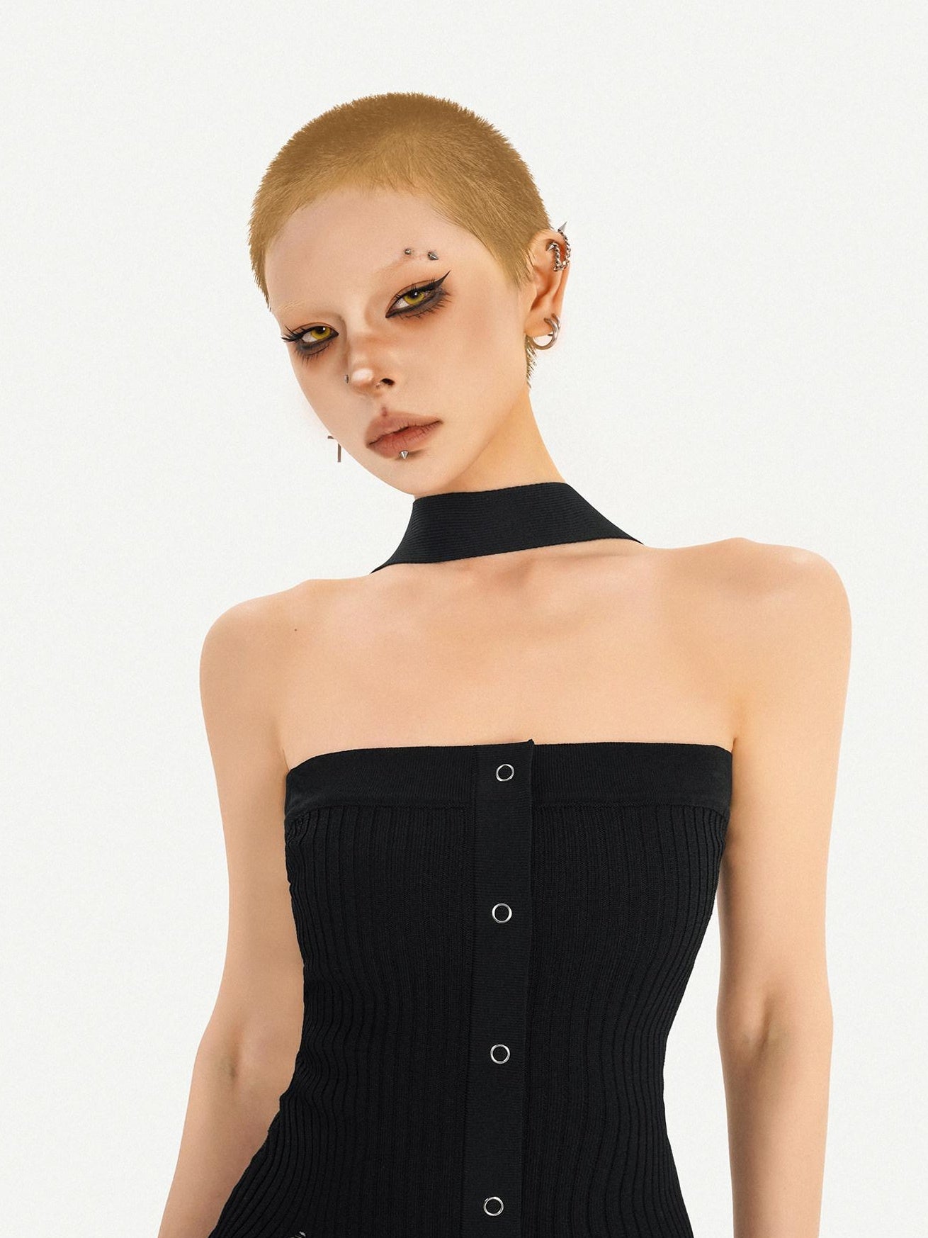 Nico Molly Sleek Slim Fit Street Style Solid Black One Size Youth Crop Tube Tops
