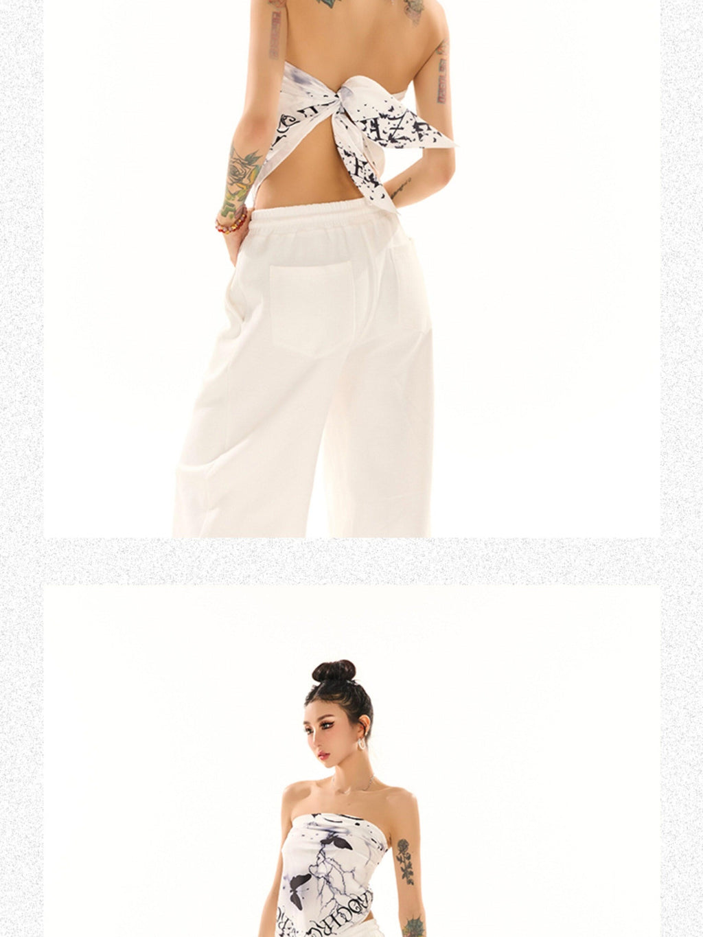 ZERO Decorative Polyester Scarf Style Oversized Letter Print Unisex Tube Tops