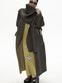 ZERO Wool Shawl Collar Longline Loose Fit Commuter Coat Young Adult Wool Coats